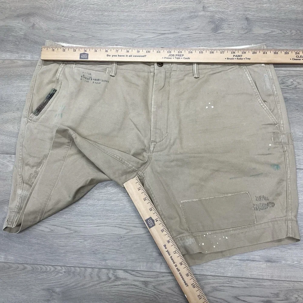 Polo Ralph Lauren Khaki Distressed Shorts Men Sz 40 Military Style Patches